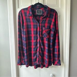 Rails Hunter Cranberry and Navy Plaid Button Down Shirt